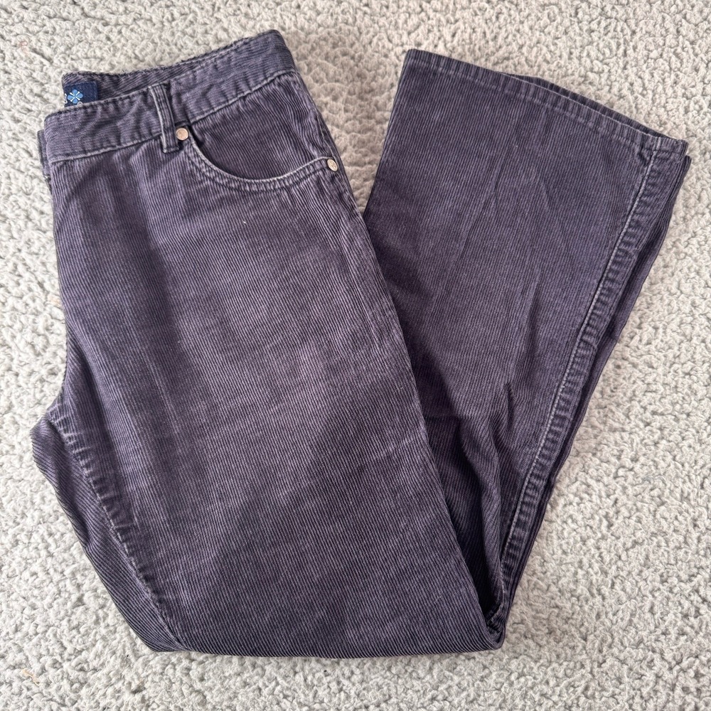 Vintage Blue Asphalt Purple Corduroy Low Rise Flare Jeans 100% Cotton Juniors 3